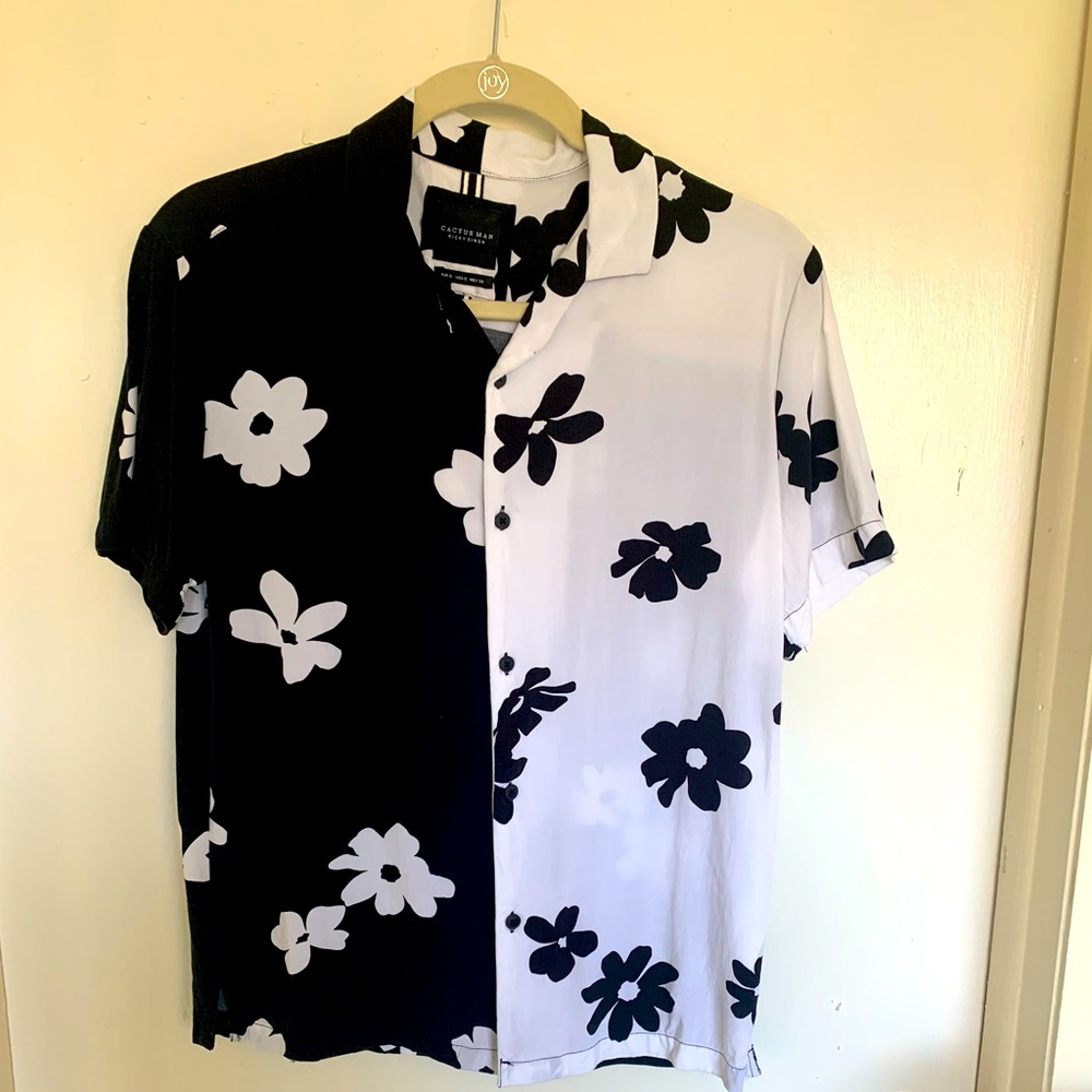 Mens Hawaiian shirt in black/white